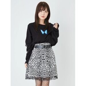 Jamie ANK Skirt High Waisted Leopard Print Women's Medium Purple Y2K Harajuku